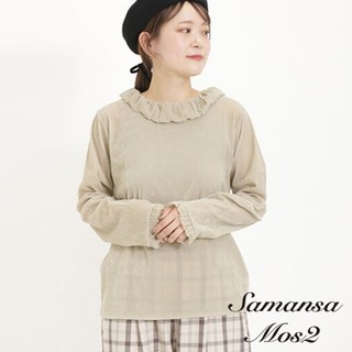 Samansa Mos2 輕透絲絨薄紗立體荷葉領上衣(FB41L1C0680)