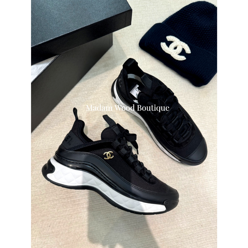 【現貨】熱門款 Chanel 經典小logo運動鞋 休閒鞋 熊貓鞋 (黑色 / 36.5碼)