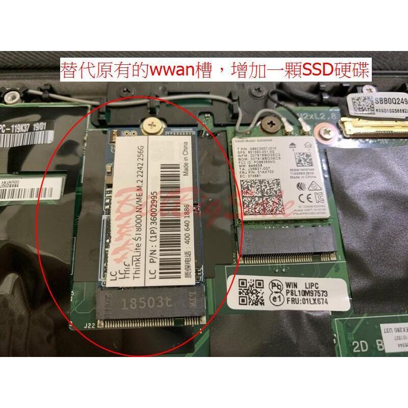 WWAN槽(M.2 2242 NVMe SSD)固態硬碟 ThinkPad T470S T570 T480 T480S