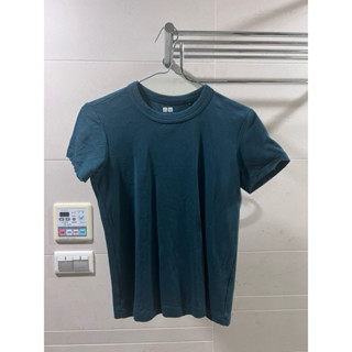 二手 Uniqlo UT 湖水藍 藍綠色 短袖 上衣 T恤 素色 棉T 棉質
