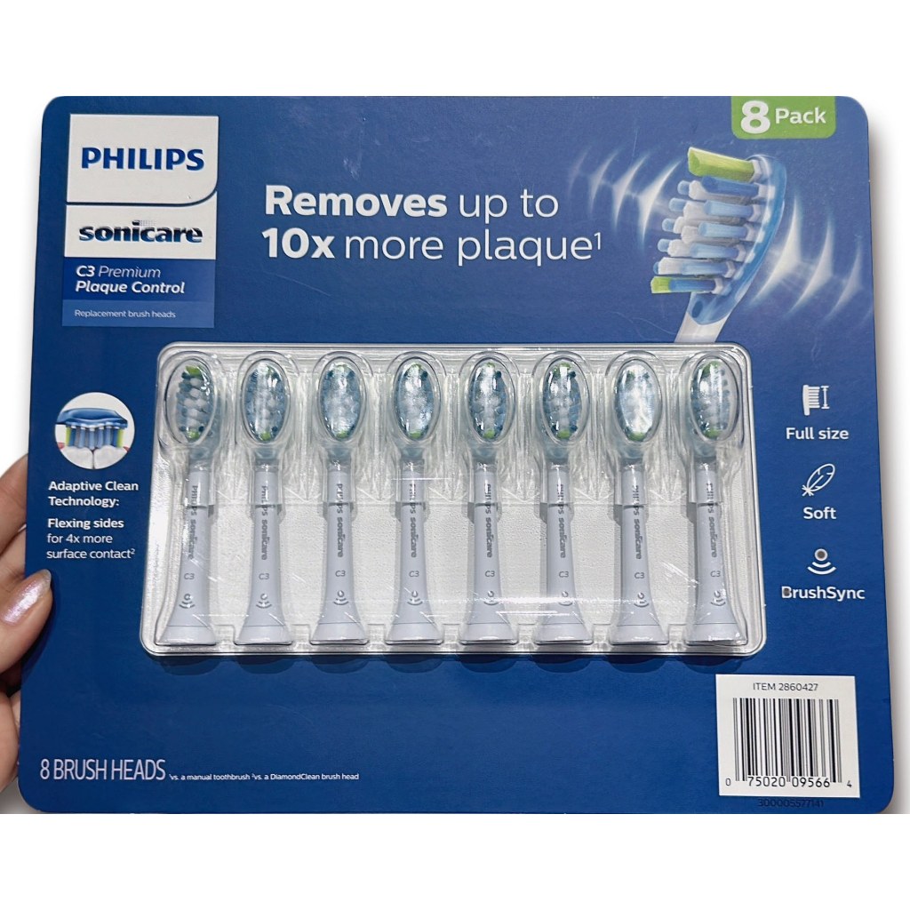 台灣現貨 Philips 飛利浦 智能電動牙刷替換刷頭 8入 C3硬刷頭 W軟刷頭