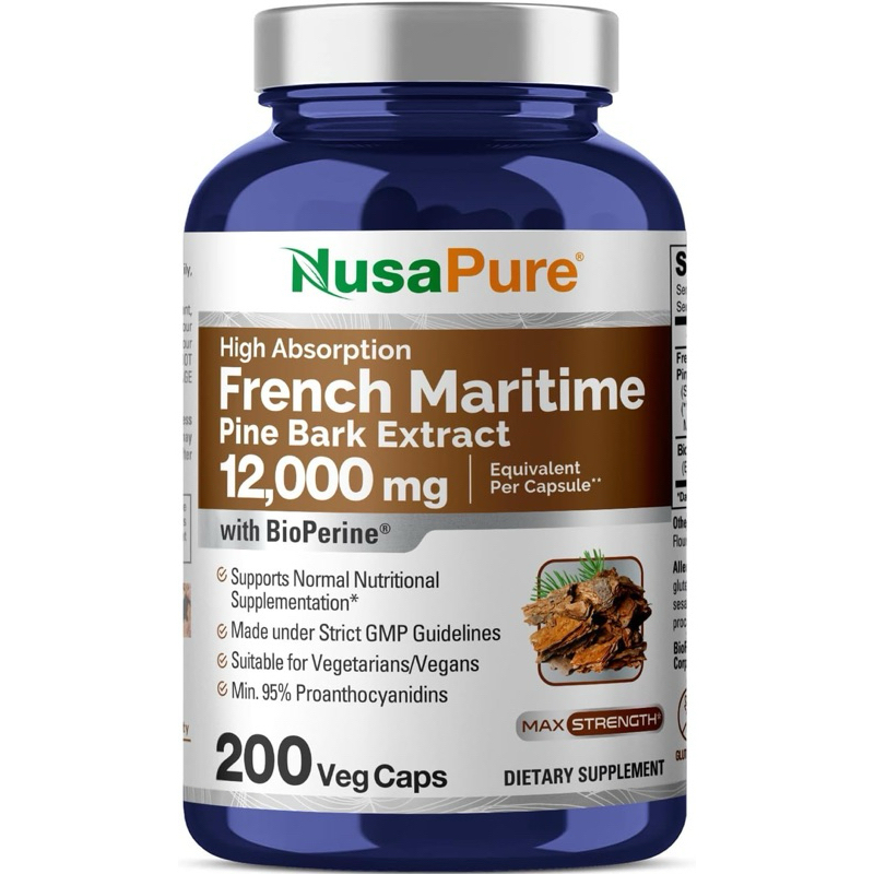 『美國原裝預購』Nusapure french maritime法國松樹皮 碧蘿芷 12000mg 新版 200顆