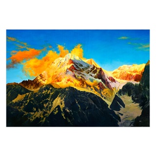 【御畫房】日照金山 國家一級畫師手繪油畫60×90cm(VF-90)