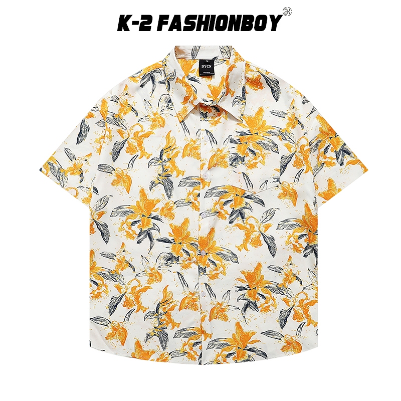 【K-2】故事的小黃花 滿版 花襯衫 短袖襯衫 襯衫 藝術 花卉 夏天 穿搭 k2 y2k襯衫【HLONG130】