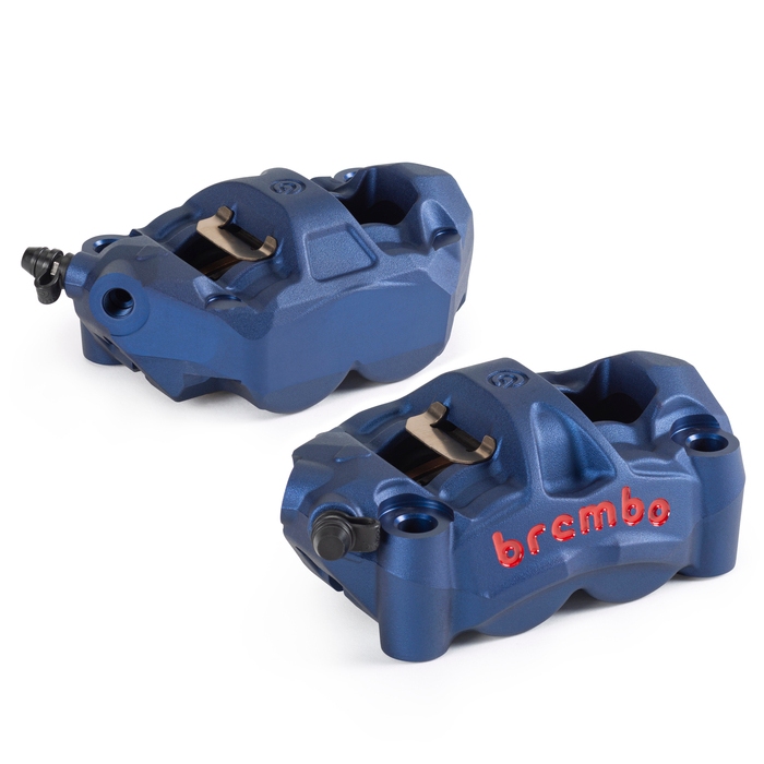 BREMBO M50 高性能鑄造一體成型輻射對四 輻射對四卡鉗 前卡鉗 單邊 100mm 藍底紅字 公司貨★朝幸機車行★