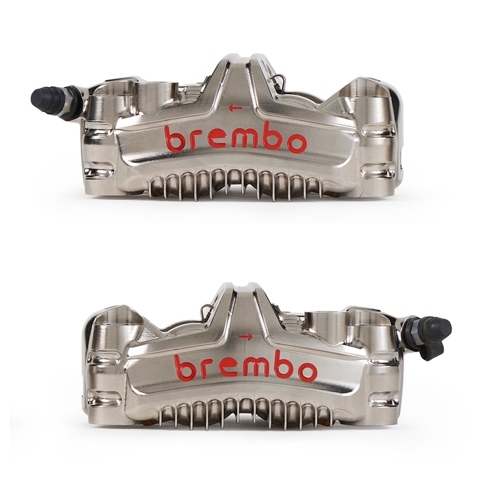 BREMBO GP4-MS 一體成形對四 對四卡鉗 前卡鉗 鈦色 灰底紅 (左+右) 108mm 公司貨 ★朝幸機車行★