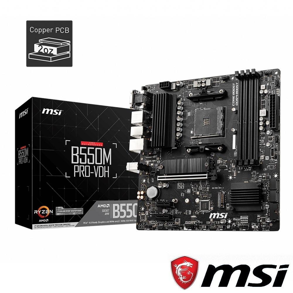 MSI 微星 B550M PRO-VDH 主機板 + Ryzen R3 3100 CPU