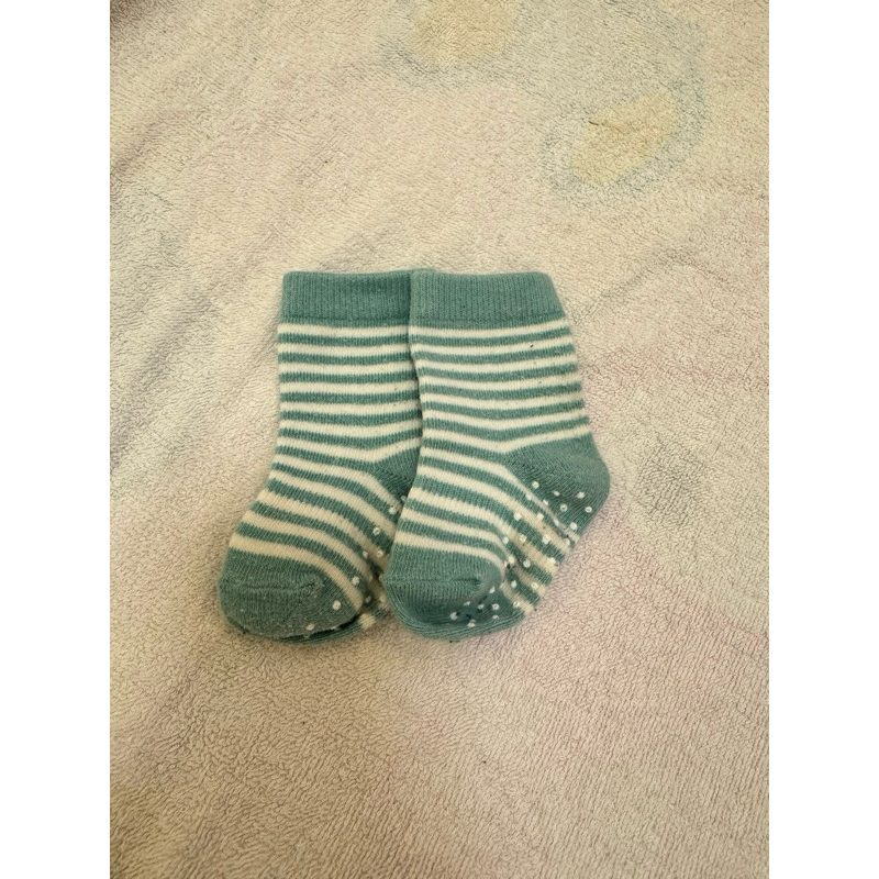 二手 童襪 幼兒襪 綠底白條紋