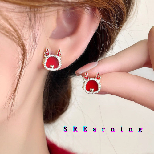 新年耳環紅色喜慶適合過年戴的耳釘新款生肖龍年本命年耳飾