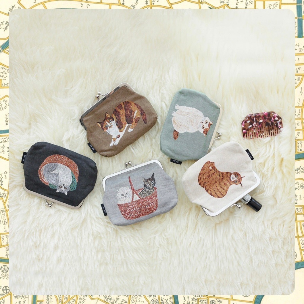 *《小巴趴趴造》現貨有發票！日本～松尾ミユキ / 松尾美雪 立體刺繡【口金包】 零錢包 小物收納包 貓咪口金包