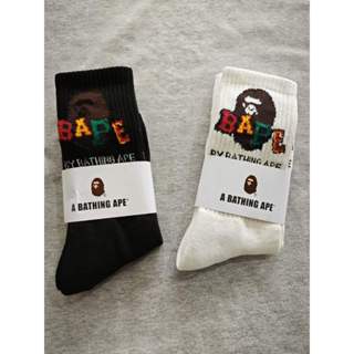 【ACE】BAPE 黑白猿人款 單雙入 猿人頭 襪子 條紋 刺繡 鯊魚 中筒襪 毛巾底 滑板襪 男襪 女襪 襪 中筒