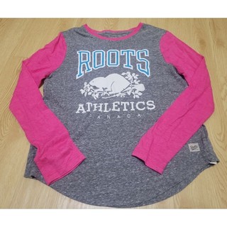 roots kids 大童 女童 長袖 薄長 logo XL 10 12 150 cm