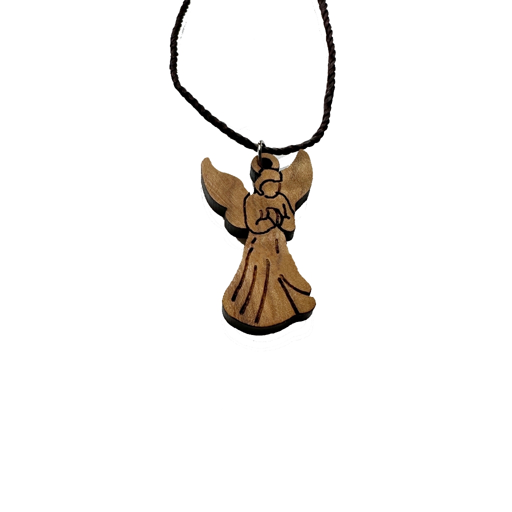 天主教禮品 以色列進口 十字架 橄欖木 飾品 項鍊 天使 13-12