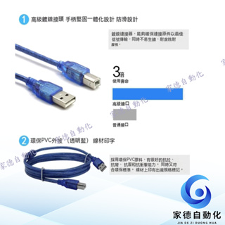 USB TYPE B方孔傳輸線 可適用於印表機 歐姆龍 PLC 三菱Q系列 台達永宏人機等通訊線下載線