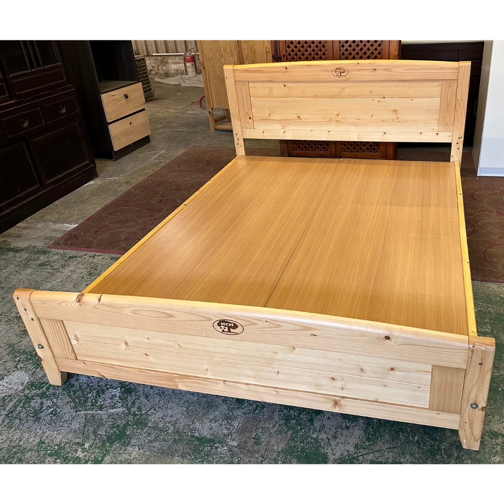 盡其用二手家具生活館 KCH-5*6.2標準雙人實木床架/5尺雙人床架/雙人床底 自取價3800