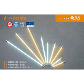 (A Light)舞光 LED T8 雙邊供電 2尺 10W 玻璃燈管 燈管 2呎 白光 自然光 黃光