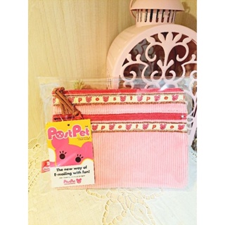 全新Port Pet粉紅色絨布化妝包，收納包，筆袋