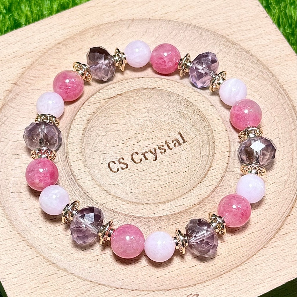 CS Crystal 編號626 - 透體紫水晶+櫻花雨薔薇輝石+紫鋰輝石設計款