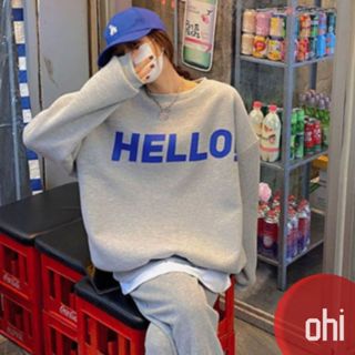【ohi】韓版字母印花圓領大學T 寬鬆圓領秋季休閒上衣 加絨刷毛 長袖衛衣(GTD168)