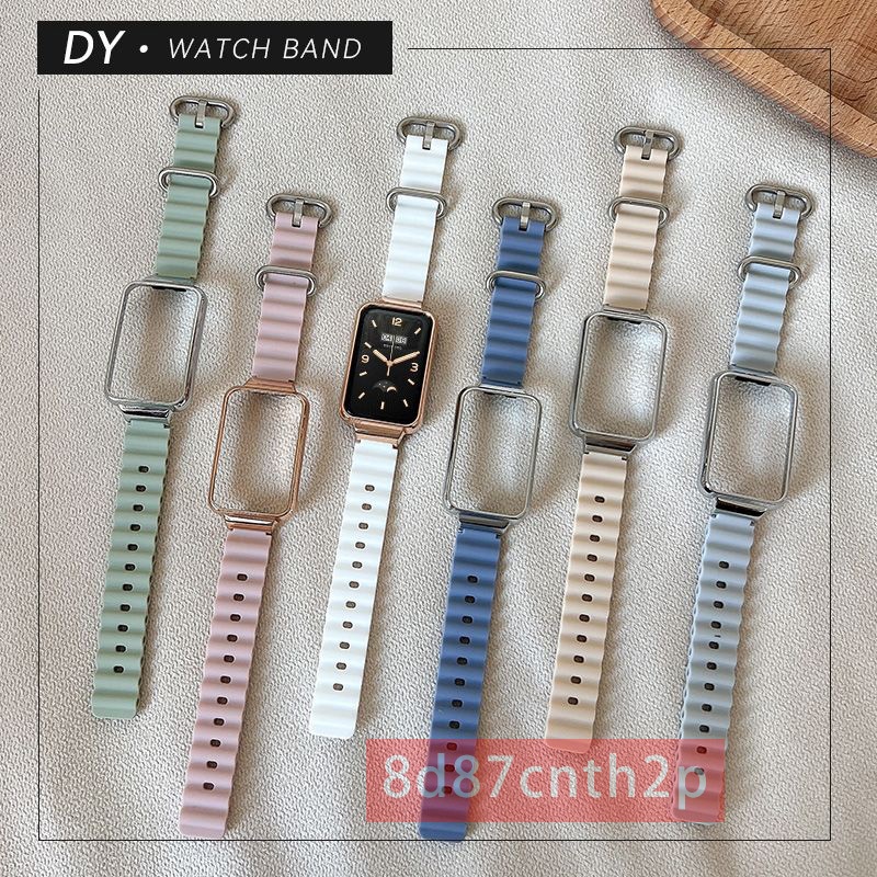 適用於 oppo band 2 帶框海洋矽膠錶帶 oppo手環2 可用錶帶 oppo band 2 通用錶帶 替換腕帶