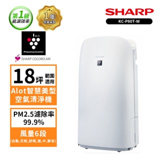 SHARP 夏普 18坪 KC-P80T-W AIoT智慧美型鬱金香空氣清淨機