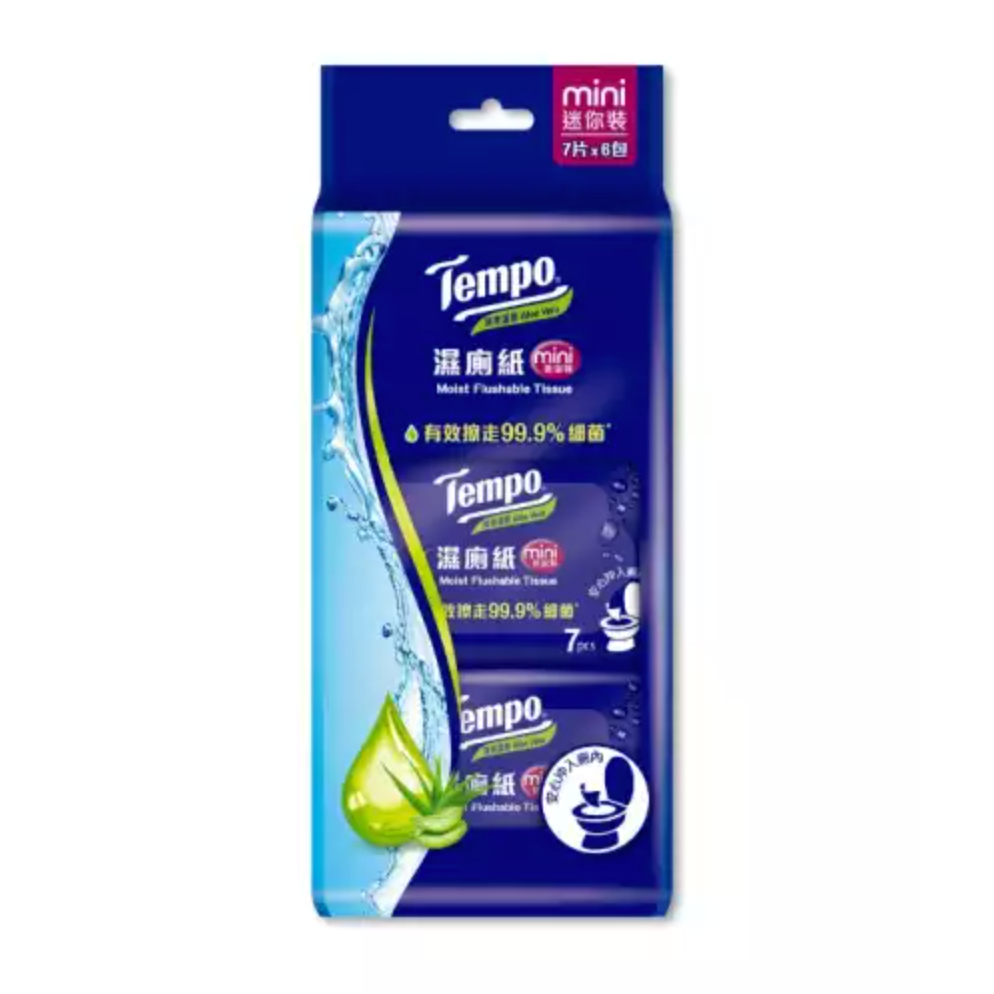 Tempo清爽蘆薈迷你濕式衛生紙 6入