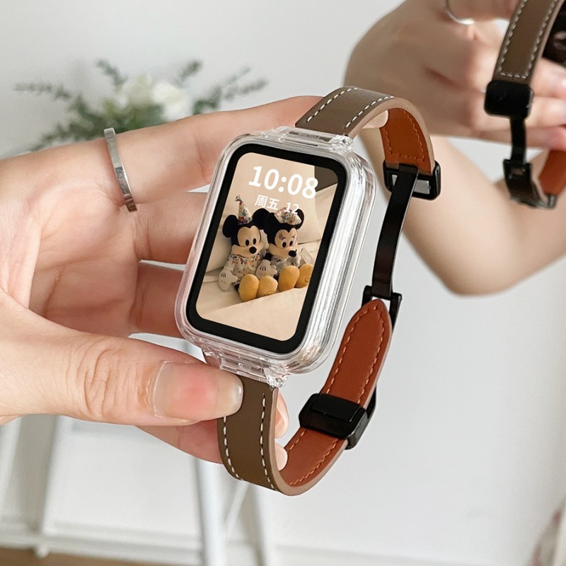 真皮磁吸釦錶帶 適用 Redmi Watch 4 錶帶 小米手環8Pro錶帶 秋冬個性創意女款錶帶