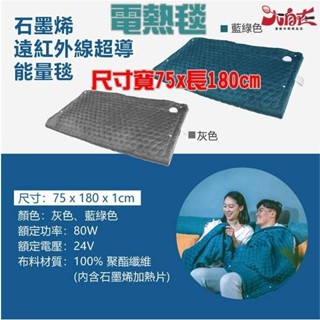 【大自在】 COMESAN 康森 石墨烯遠紅外線超導萬用毯 電毯 電熱墊 黑科技石墨烯 灰 藍綠色 石墨烯
