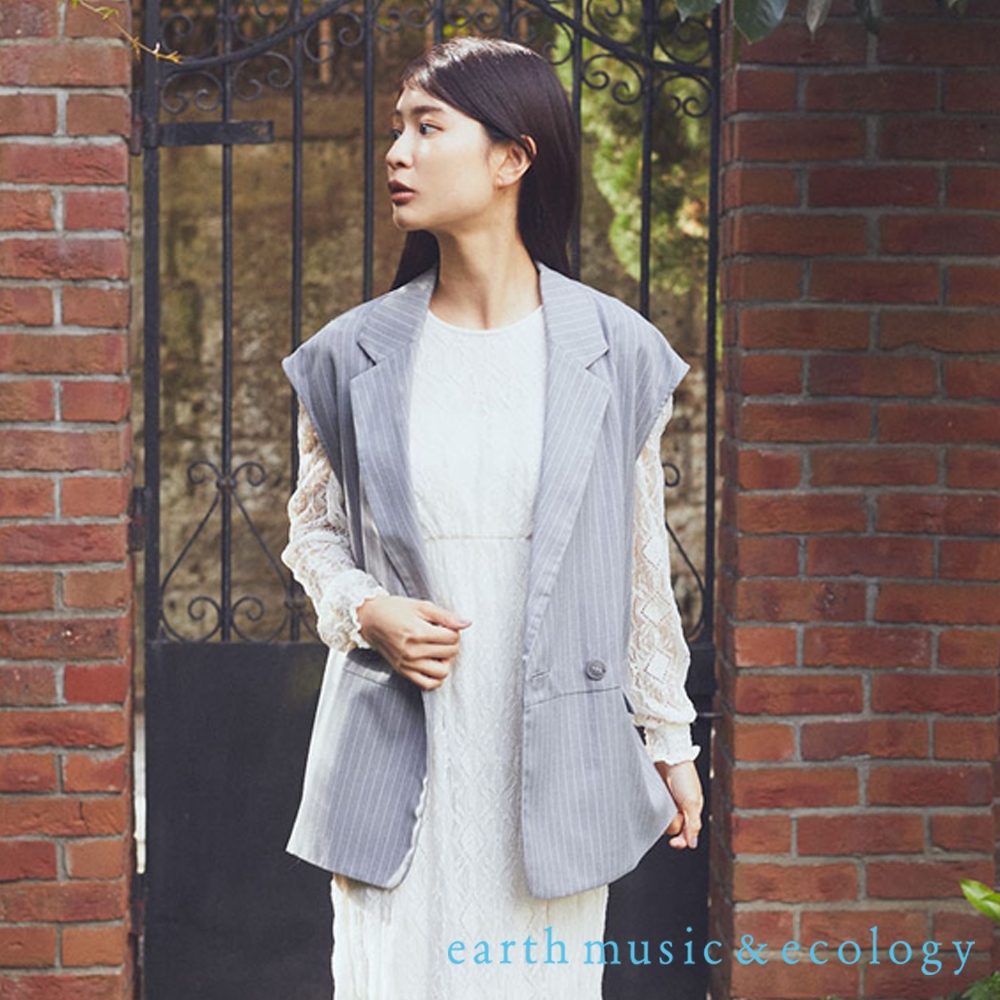 earth music&amp;ecology 細直紋翻領馬甲背心外套(1M41L0X0140)