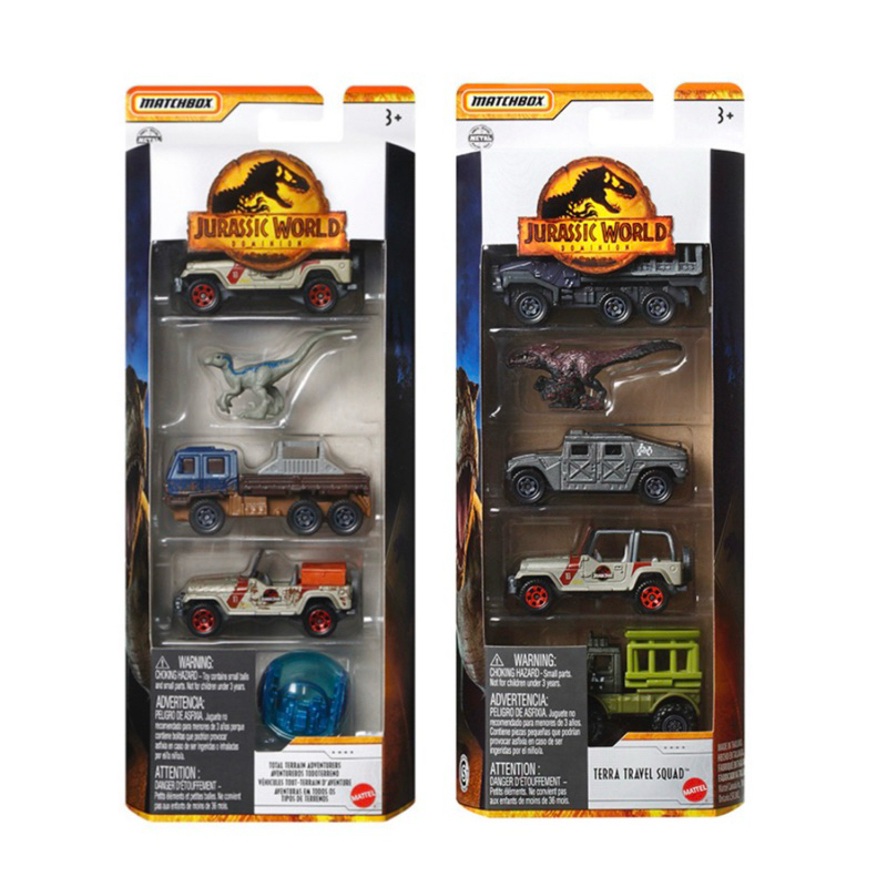 全新現貨 正版 Matchbox 火柴盒小汽車 五合一包裝組-侏儸紀世界(隨機出貨一款) 恐龍 小汽車 玩具