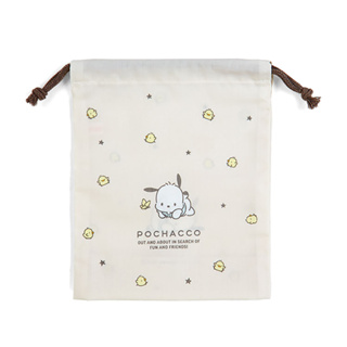 Sanrio 三麗鷗 日本製 棉質抽繩束口袋 縮口袋 S 帕恰狗 星星