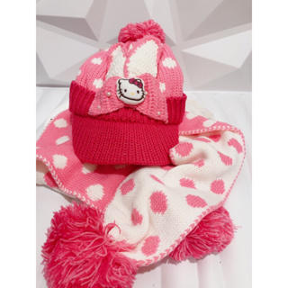 現貨❤️❤️ 正版HelloKitty兒童帽子➕圍巾套裝 冬季針織帽兩件套