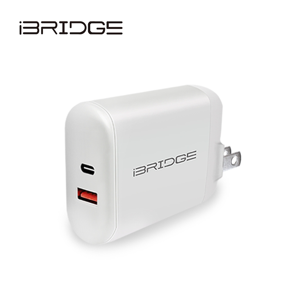 🤩【充電特惠價】iBRIDGE 30W USB-C/USB-A 雙孔PD/QC快速充電器 (IBC005)