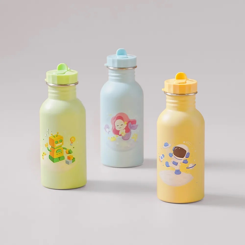 【KOM】夢想系列 兒童隨身瓶500ml(附背袋)-共3款《WUZ屋子-台北》兒童 水壺 隨身瓶 背袋 不鏽鋼