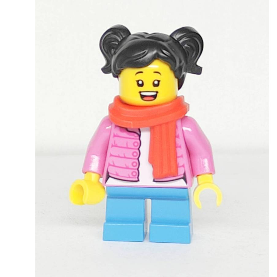 &lt;樂高人偶小舖&gt;正版LEGO 自組人偶C221 小女孩 短腳 含圍巾 雙面人臉 開口笑