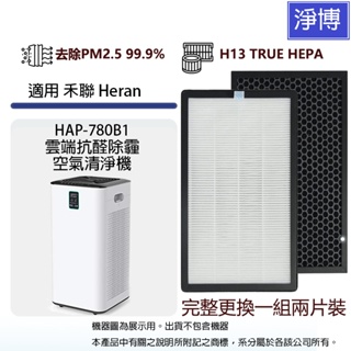 適用Heran禾聯HAP-780B1雲端抗醛除霾空氣清淨機活性碳HEPA二合一濾網濾芯 (2入組) 780B1-HCP