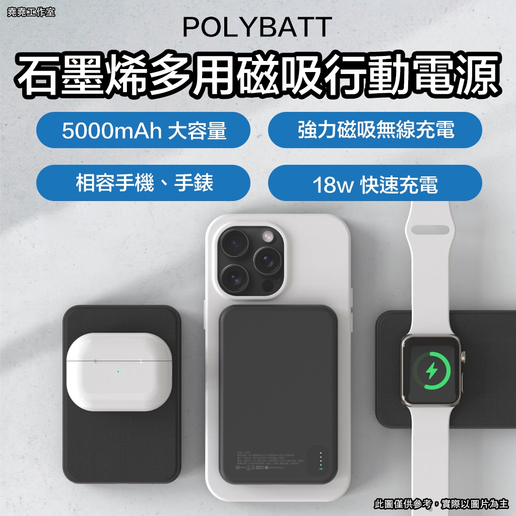 POLYBATT 石墨烯多用磁吸行動電源 行動電源 行動充 磁吸行動電源 磁吸行動充 大容量行動電源 行充 充電寶