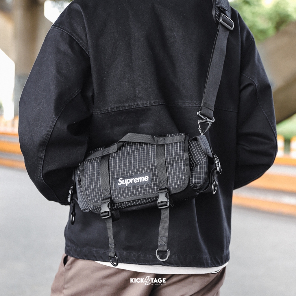 Supreme 24SS Mini Duffle Bag 黑色 格紋3M反光 圓筒包 旅行袋 側背包【SUP618-BK