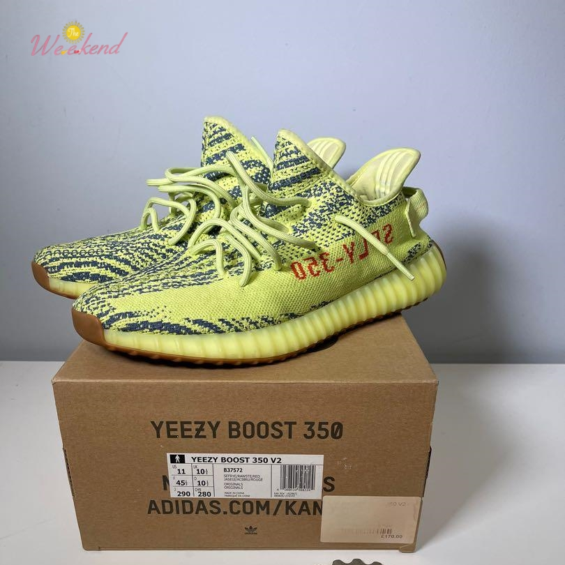 Аdidаs Yeezy Boost 350 V2  黃斑馬 螢光黃 椰子 情侶 慢跑鞋 B37572