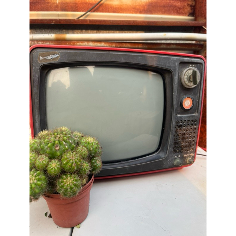 聲寶牌 紅色復古旋鈕電視 古董電視 裝飾擺設 復古擺設 古早電視