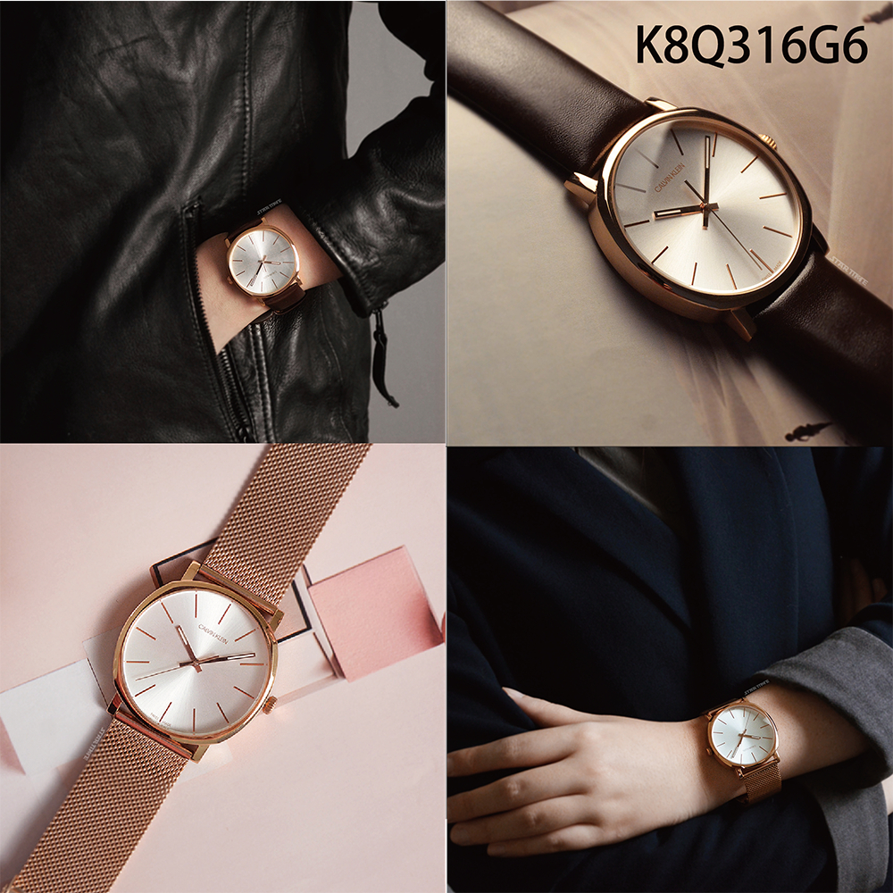 【For You】I Calvin Klein - Posh系列 簡約三針皮帶腕錶 男錶女錶 - 贈送米蘭錶帶