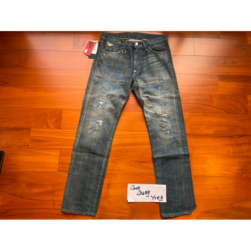 日本製 Clot x Levi’s Python washed 505 水洗 刀割 破壞 蟒蛇紋 藍蟒 陳冠希 W32