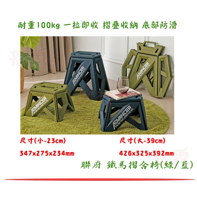 『楷霖』聯府 SPP00033/SPP00035鐵馬摺合椅(23cm/39cm)-綠/藍可選 摺疊椅 遊戲椅  台灣製