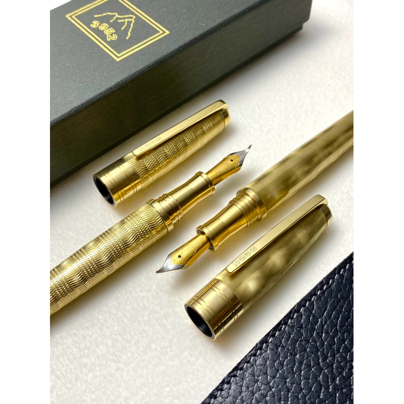3952老山羊-X800 原味黃銅 閃耀雕刻系列 雙色書法鋼尖鋼筆
