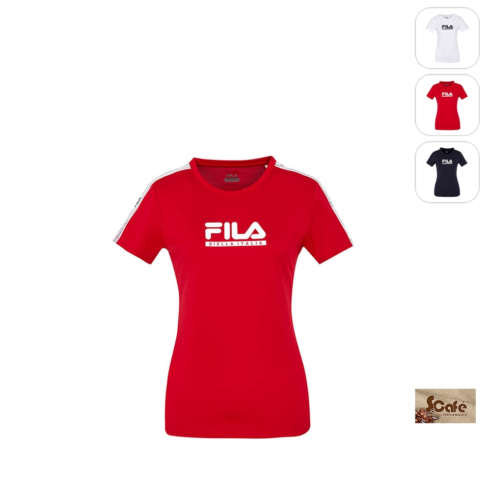 【FILA】女性 短袖 抗UV 吸濕排汗 運動T恤-紅色 5TEX-1318-RD