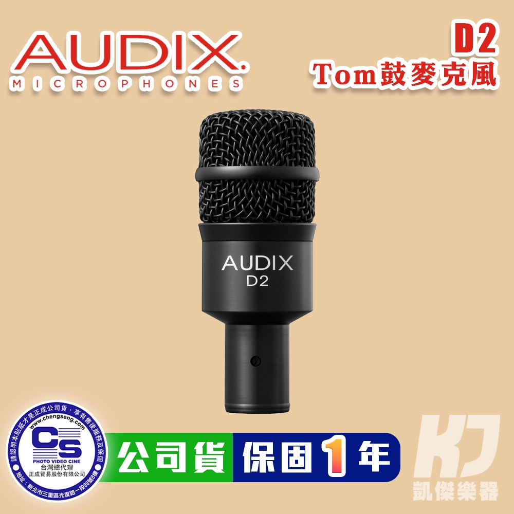 【RB MUSIC】Audix D2 專業 動圈式麥克風 樂器專用 爵士鼓麥 Tom麥 小鼓麥