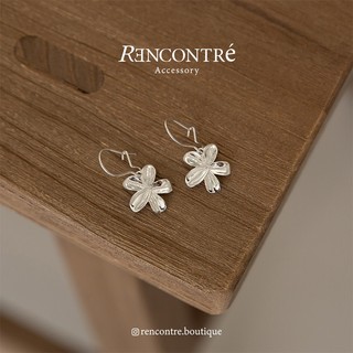 『現貨/韓國 東大門 垂墜簡約小花設計 壓扣耳環』Rencontre 925純銀 花花耳環 純銀耳環 韓國耳環