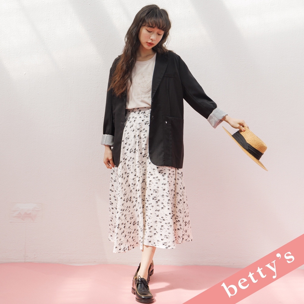 betty’s貝蒂思(31)腰鬆緊小碎花雪紡長裙(米白)