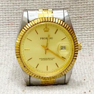 (現貨)PROKING 皇冠 日本機芯 防水石英不鏽鋼男錶手錶 金色款 指針式手錶 男士手錶 品牌手錶 皇冠手錶