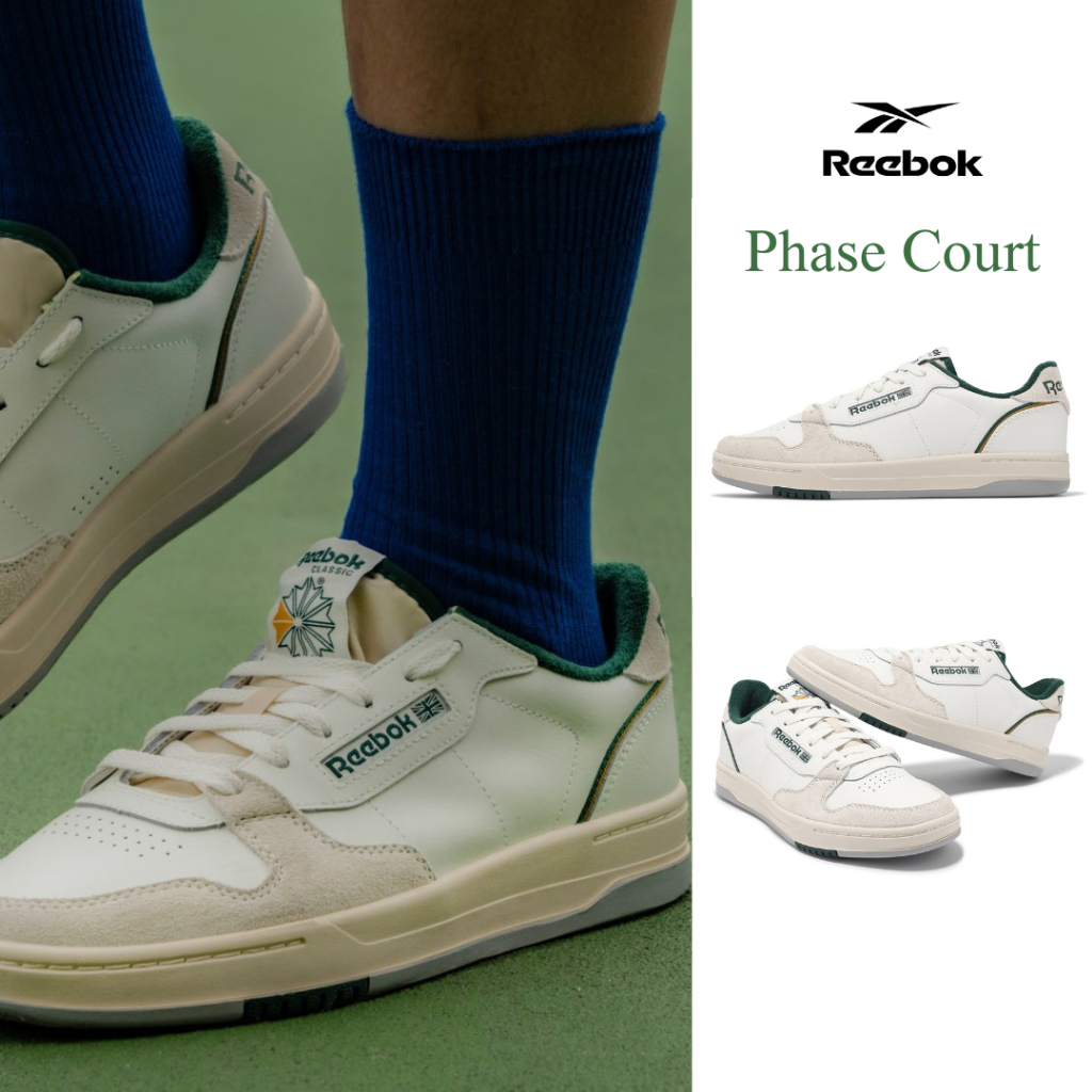 Reebok 休閒鞋 Phase Court 復古 白 綠 皮革 麂皮 仿舊 男鞋 [ACS] 100074468